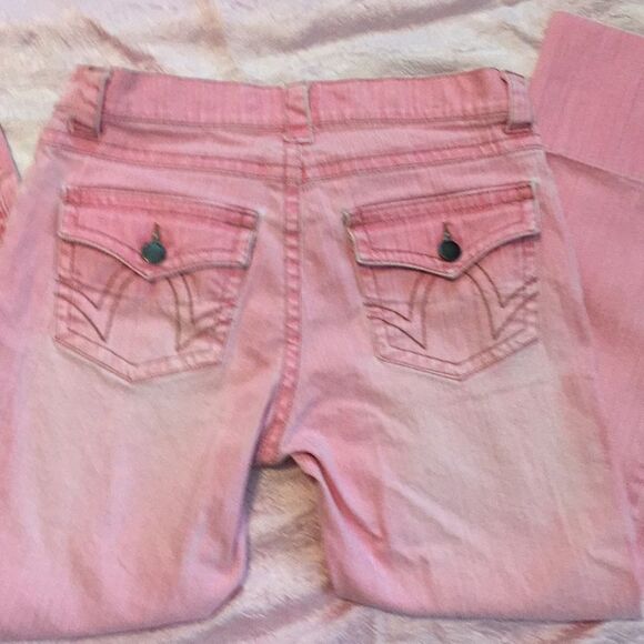 Pink Mossissue Wide Cuffed Denim Capris Sz 5 Cropped Ankle Jeans - Picture 5 of 6